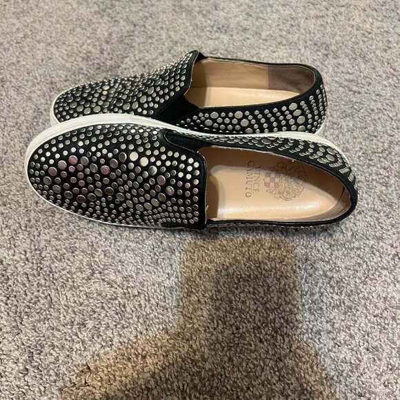 Vince Camuto Studded Black Leather Slip on Kindra Platform Shoes- Womens 7 - Picture 4 of 5